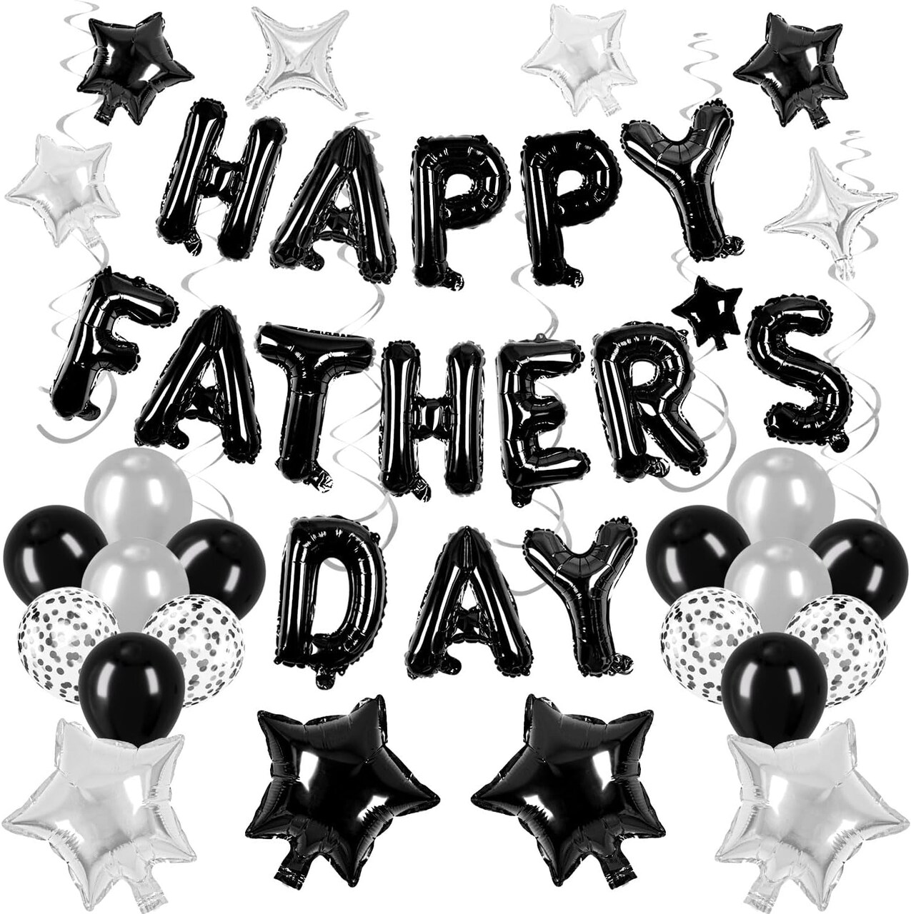 Happy Fathers Day Balloons Black Father's Day (Fathers Day Black) 9.45 x 7.7 x 0.7 inches